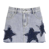 Kurzer Jeansrock mit Sternenstickerei